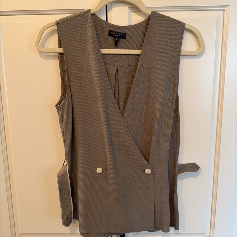 Rag and Bone Taupe Sleeveless Wrap Vest w/belt